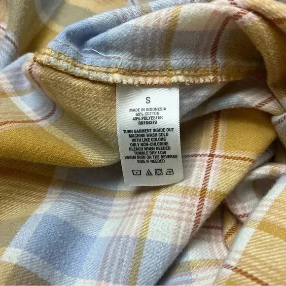 Aeropstale Blue & Yellow Plaid Flannel Long Sleeve Button Down Size Small - Picture 7 of 8
